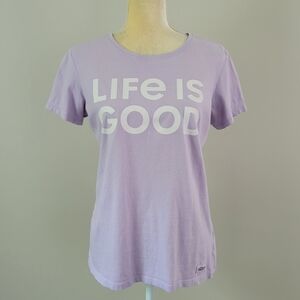 LIFE IS GOOD Size Medium Lilac Purple LIG Stack Short Sleeve Crusher Tee